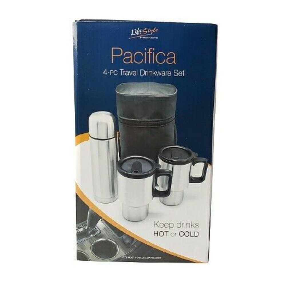 Lifestyle Pacifica Travel Drinkware Set 4PC Stainless Steel Mug Thermos OPEN BOX